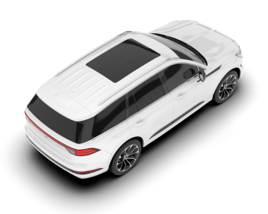 Beyaz arka planda izole edilmiş gerçekçi bir araba. 3d illüstrasyon