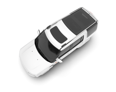 Beyaz arka planda siyah arka planı olan bir arabanın 3 boyutlu canlandırması