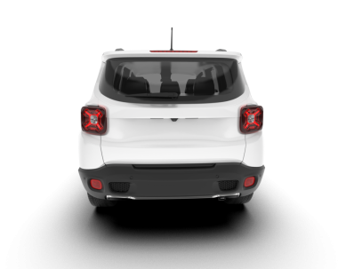 Gri arkaplanda izole edilmiş gerçekçi beyaz araba