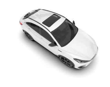 Siyah arka planı olan beyaz bir araba. 3d oluşturma