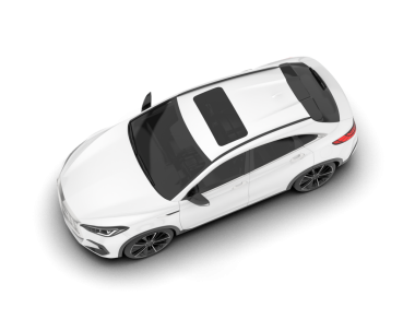 Beyaz arka planda siyah bir araba, 3 boyutlu illüstrasyon..