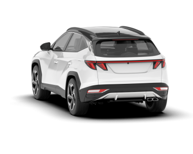 Araba beyaz arka planda izole edilmiş. 3d görüntüleme - yan görünüm