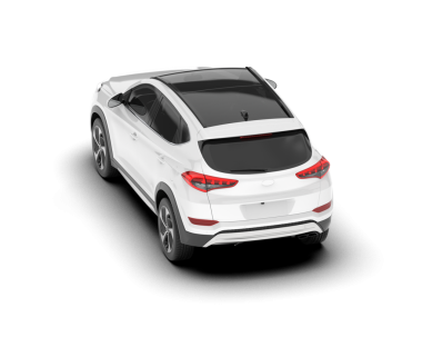 Yan manzaralı beyaz modern araba.