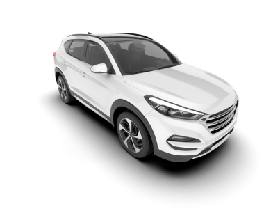 Bir markanın 3 boyutlu görüntülemesi - daha az jenerik SUV arabası beyaz arka planda izole edildi