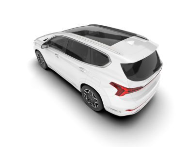 Beyaz arka planda gölgesi olan modern araba.