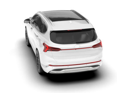 beyaz modern araba arka planda izole edilmiş, yan görünüm.