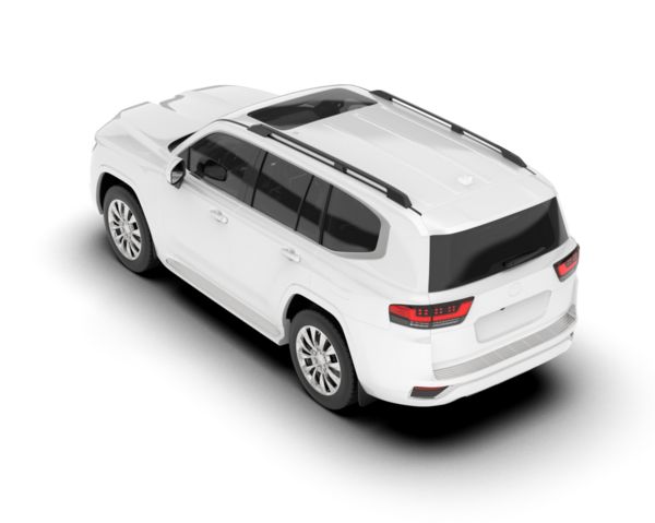 Beyaz arka planda modern beyaz şehir arabası. 3d illüstrasyon.