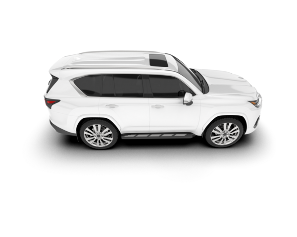 Beyaz SUV aracı beyaz arkaplanda izole edildi