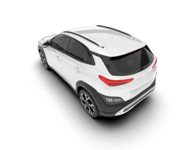 Beyaz arka planda izole edilmiş modern beyaz araba. 3d oluşturma.