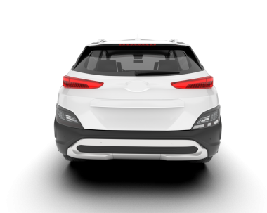 Gerçekçi beyaz SUV arabası beyaz renkte izole edildi