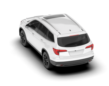 Beyaz arka planda izole edilmiş beyaz araba. 3d illüstrasyon