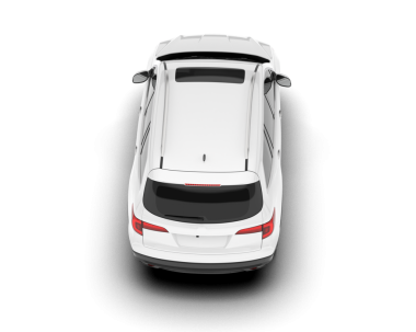 Gri sırtlı beyaz araba.