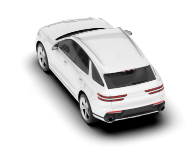 Boş siyah arka planı olan beyaz araba.