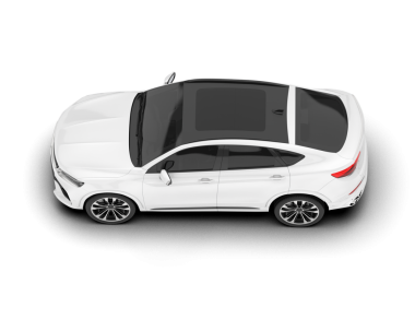 Beyaz arka planda izole edilmiş beyaz modern araba