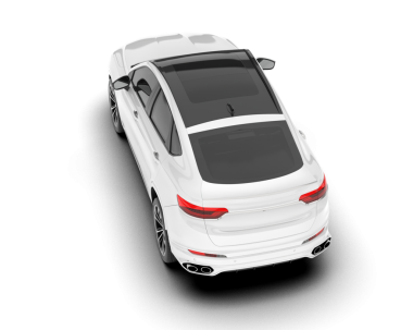 Gri arka planda beyaz, modern bir araba. 3d oluşturma