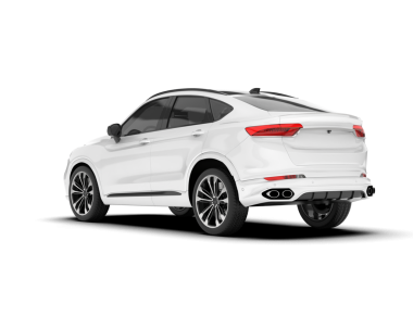 Beyaz arka planda modern beyaz araba. 3d oluşturma