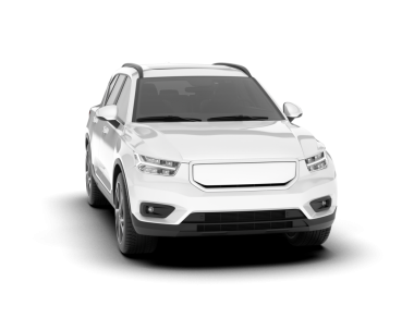 Modern araba beyaz bir arka planda izole edilmiş.