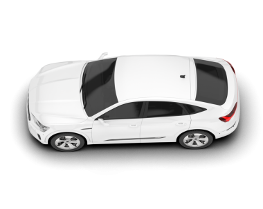 Gri arka planda izole edilmiş beyaz modern araba