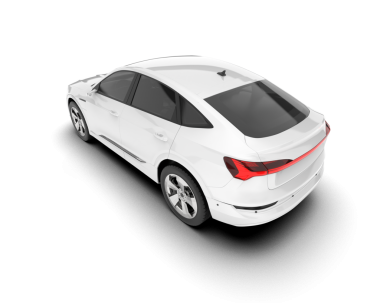 Beyaz arka planda beyaz bir araba. 3d illüstrasyon