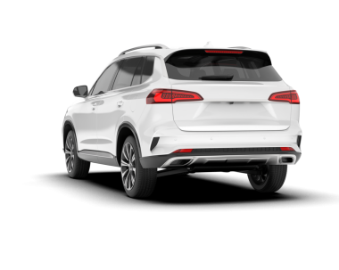 Beyaz SUV aracı beyaz arkaplanda izole edildi
