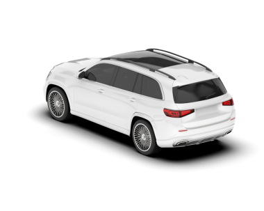 Beyaz arka planda 3 boyutlu beyaz renkli modern SUV.