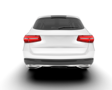 Siyah arka planda izole edilmiş modern lüks beyaz araba. 3d oluşturma