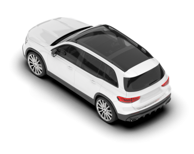 Beyaz arka planı olan beyaz bir cip. Yan görünüş. 3d oluşturma.