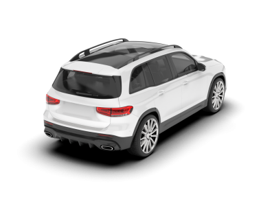 Modern beyaz SUv beyaz arka planda izole edildi. 3 boyutlu görüntüleme - 3 boyutlu