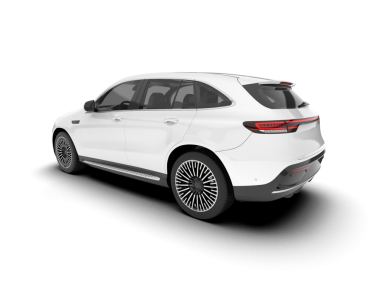 Gerçekçi bir araba. Beyaz arkaplanda 3 boyutlu görüntüleme izole edildi