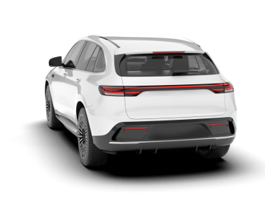 Dikiz manzaralı beyaz, modern bir cip. Yan görünüş. 3d oluşturma