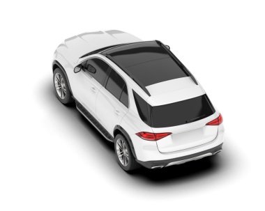 Beyaz arka planda izole edilmiş beyaz modern araba