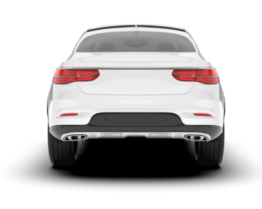 Beyaz arka planda izole edilmiş beyaz lüks sedan araba