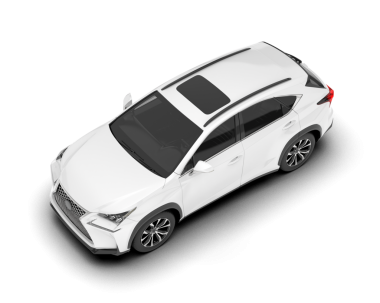 Beyaz arka planda izole edilmiş beyaz araba. 3d illüstrasyon