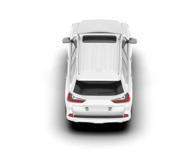 Beyaz arka planda izole edilmiş beyaz bir araba. 3d oluşturma