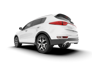 Siyah arka planı olan beyaz, modern bir araba. yüksek kaliteli fotoğraf