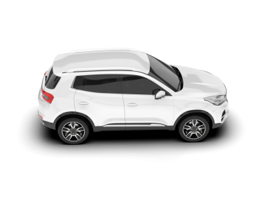 Beyaz arka planda beyaz SUV aracı