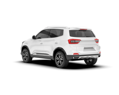 Araba beyaz arka planda izole edilmiş. 3d cg - oluşturuluyor