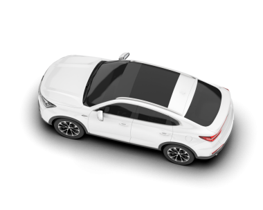 Beyaz, modern, beyaz bir araba. 3d oluşturma