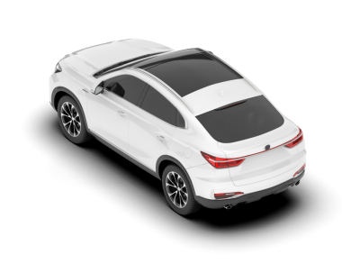 Beyaz modern SUV arka planda izole edildi. 3d illüstrasyon.