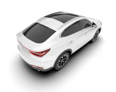 Beyaz arka planda beyaz lüks bir sedan. 3d oluşturma