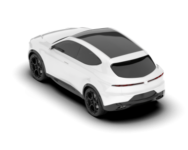 Beyaz arkaplanda 3 boyutlu araba çizimi