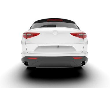 Araba yan görüntüsü. Beyaz arka planda izole edilmiş. 3d oluşturma