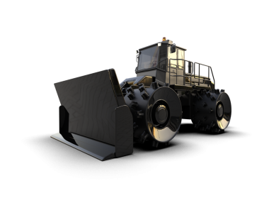 Siyah arka planda izole edilmiş, yansıtıcı, sönük, jenerik bir kamyonun 3 boyutlu görüntülenmesi.