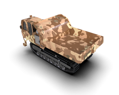 Siyah zemin üzerinde blender bulunan yansıtıcı yatak izinin 3 boyutlu canlandırması