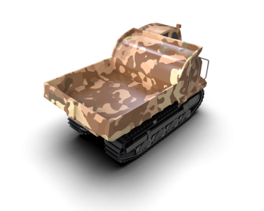 Siyah arka planda bir askeri tankın 3 boyutlu canlandırması