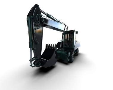 Siyah arka planda zinciri olan metal bir makine. 3 Boyutlu Hazırlama.