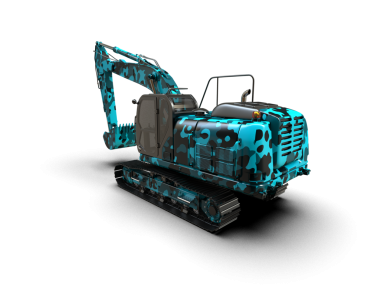 Koyu mavi arkaplanda izole edilmiş ana hatlı metal kazıcı