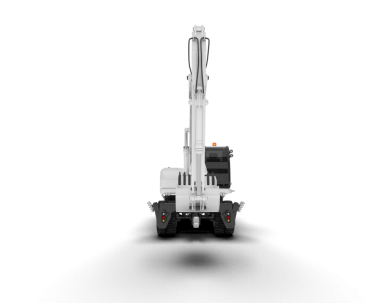 Beyaz arka planda uzun siyah gölgeli beyaz elektrikli bir lokomotifin 3 boyutlu çizimi