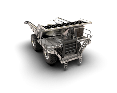 Siyah arkaplandaki kamyonun 3 boyutlu resmi