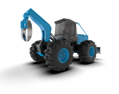 Traktör beyaz arka planda izole edildi. 3d illüstrasyon